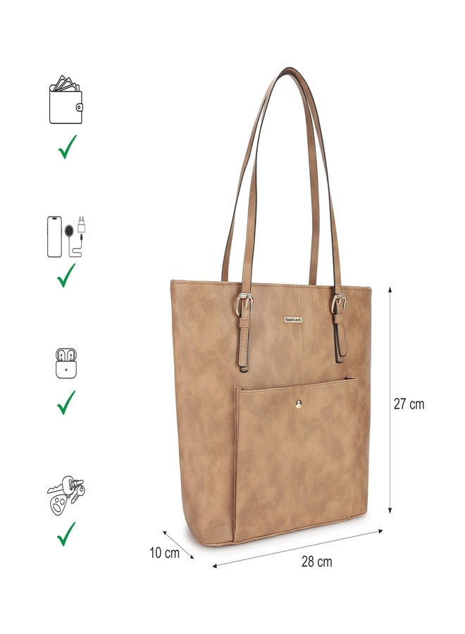 Fastrack Zyra Tote Bag with Long Shoulder Straps and Top Zip Closure | Fits Upto 14" Laptop | Stylish Tote with Outer Slip Pocket for Everyday Use - Image 4